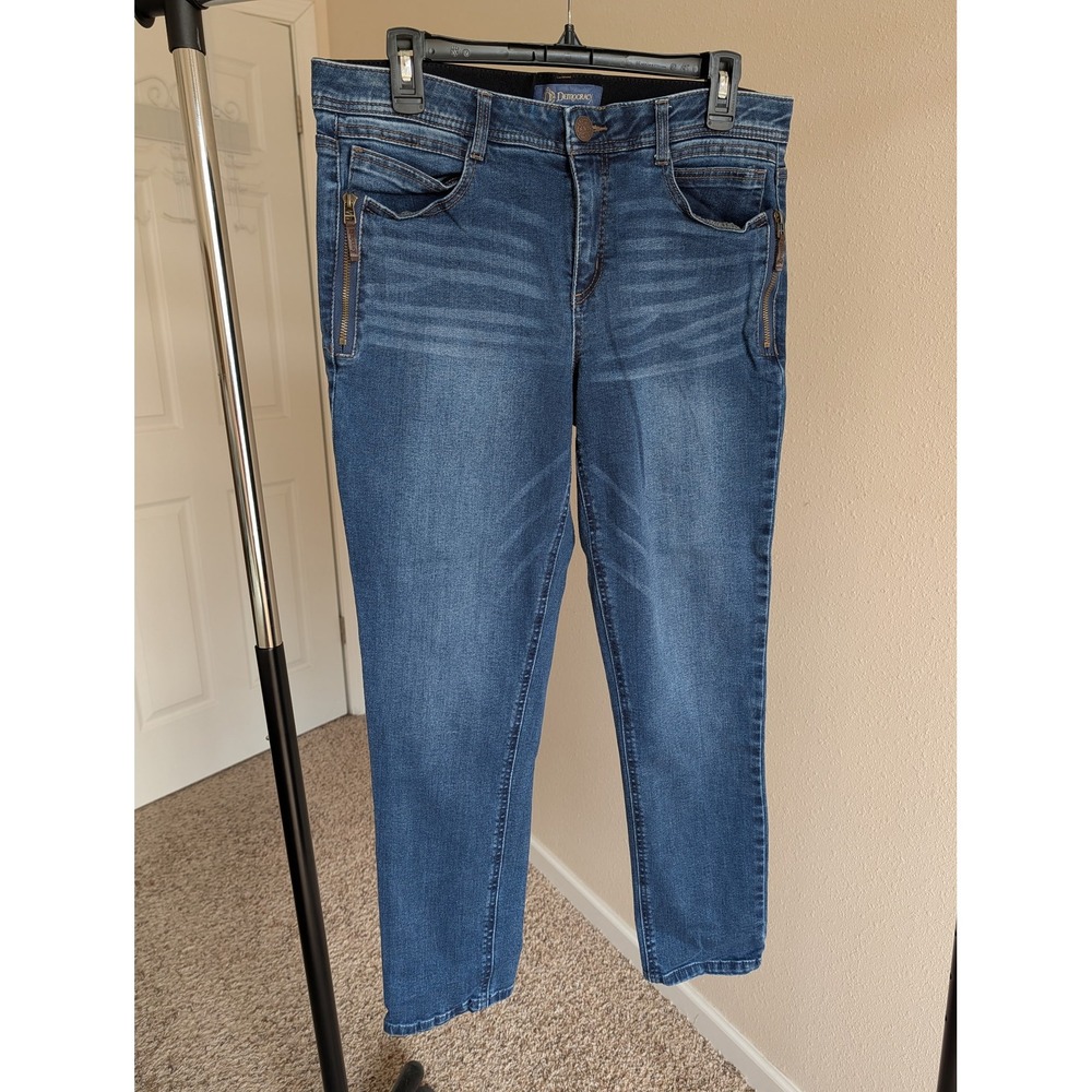 Democracy Ab solution Skinny Ankle Jeans Blue Medium Wash Size 12 Zipper Detail